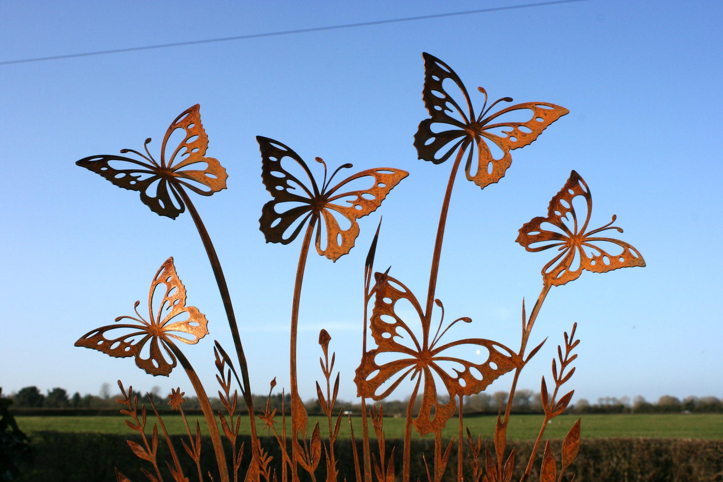 Metal Butterflies Garden Stake Screen