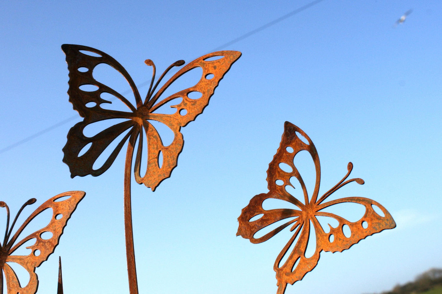 Metal Butterflies Garden Stake Screen