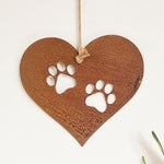 Rusted Metal Heart Paw Print