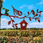 Rusted Metal Sparrow On Branch