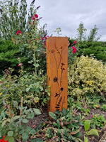 Rusted Metal Wildflower Oblong Statue